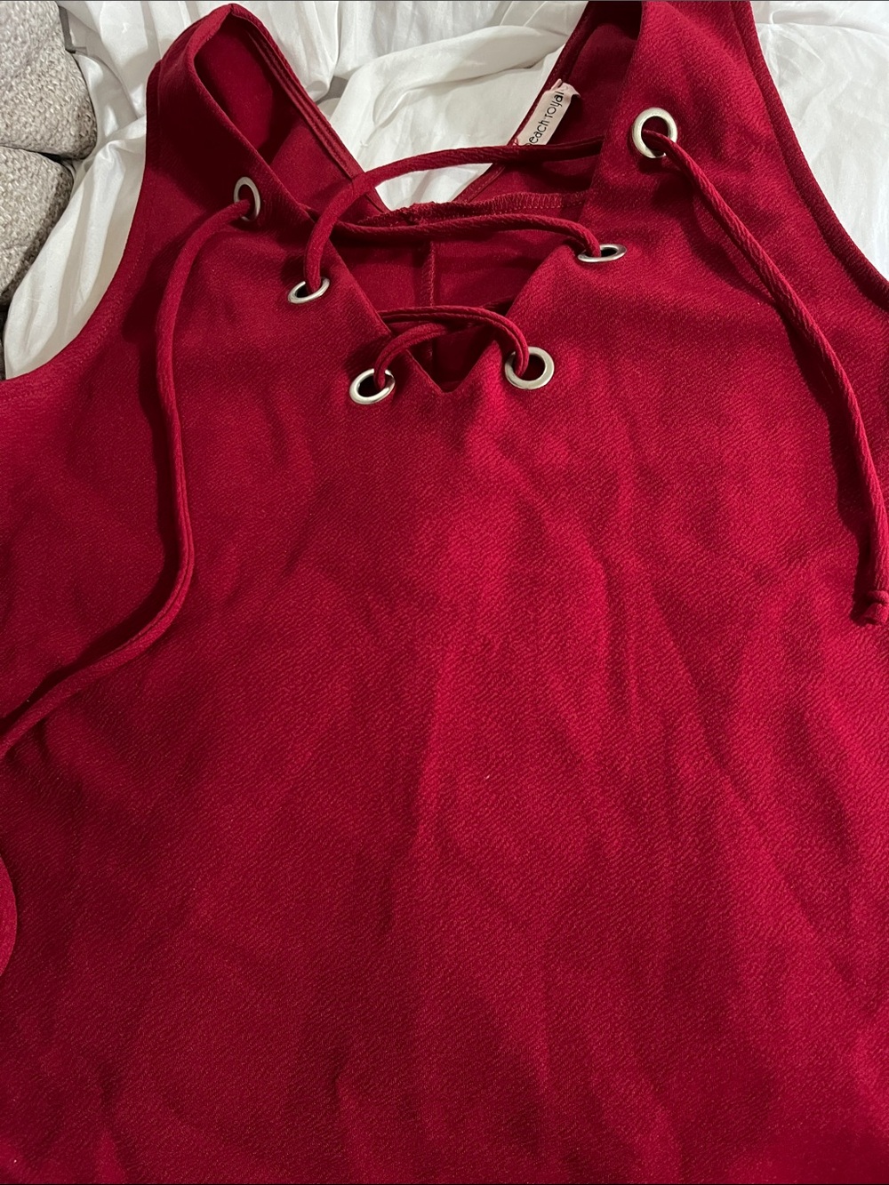 Lace-Up Red with Eyelet Detail